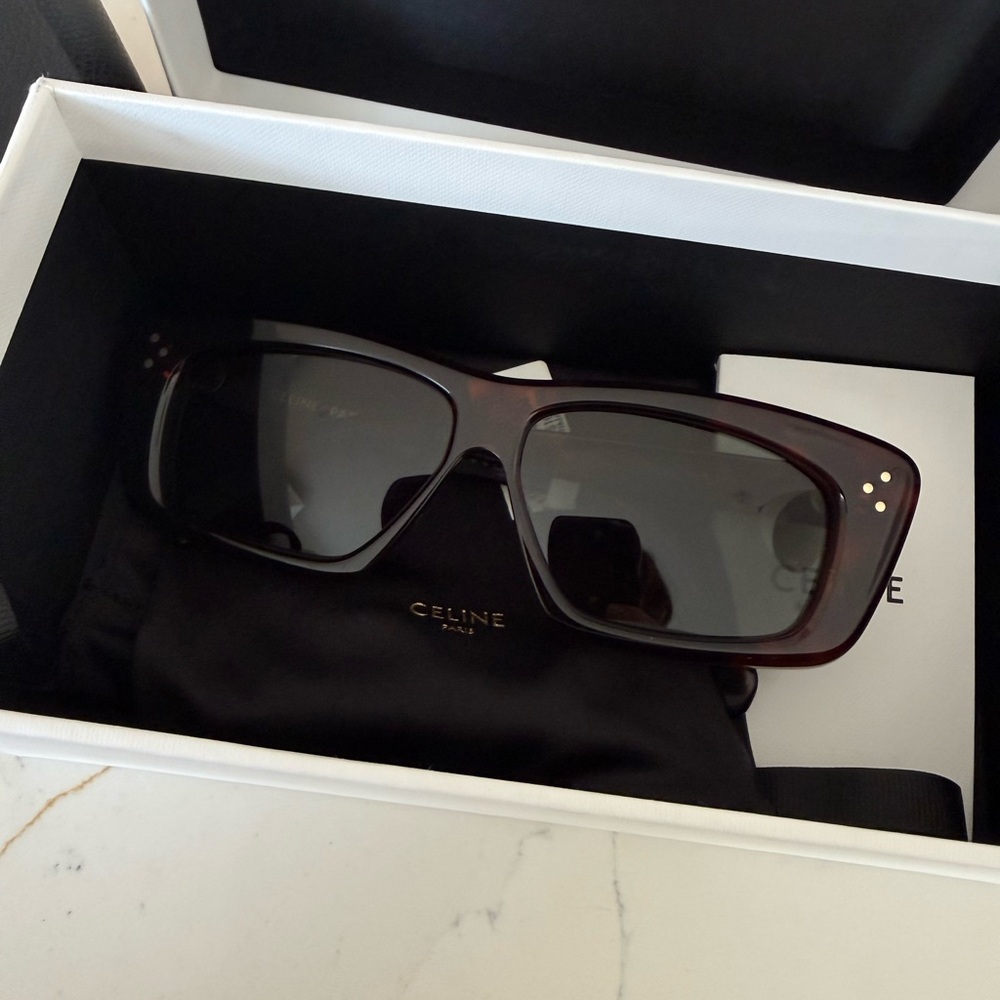 Celine Dark Brown Rectangular Sunglasses - image 1
